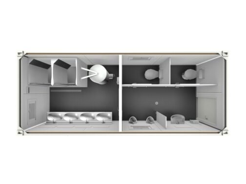 MÓDULO DE BAÑO Sanitarios 20 pies  (2 INODOROS-2 URINARIOS-2 DUCHAS-5 LAVABOS)