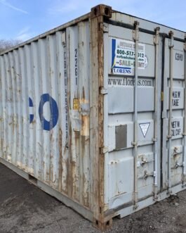 Contenedor marítimo 20 pies / almacenamiento usado x 8′ x 8,5′ de altura – Los sellos de la puerta muestran la luz ** – GRIS