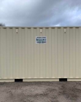Contenedor de envío/almacén BEIGE de 20′ x 8′ x 8,5′ de altura – 20 pies.