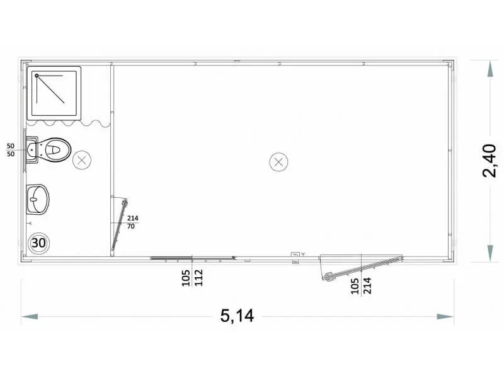 BOX PREFABRICADO CON INODORO, LAVABO Y DUCHA - 5 METROS H 270 - immagine 6